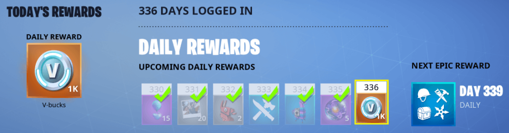 Fortnite Daily Login V-Bucks